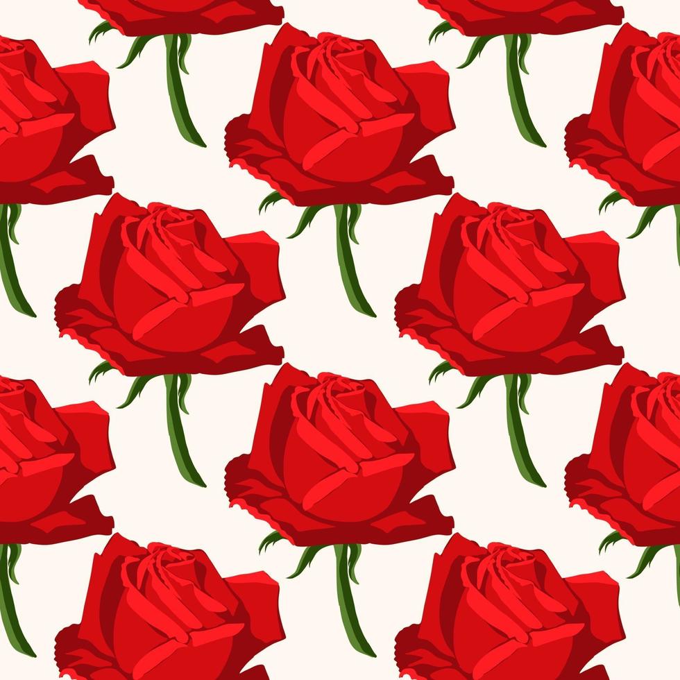 padrão floral sem costura com rosas vermelhas vetor