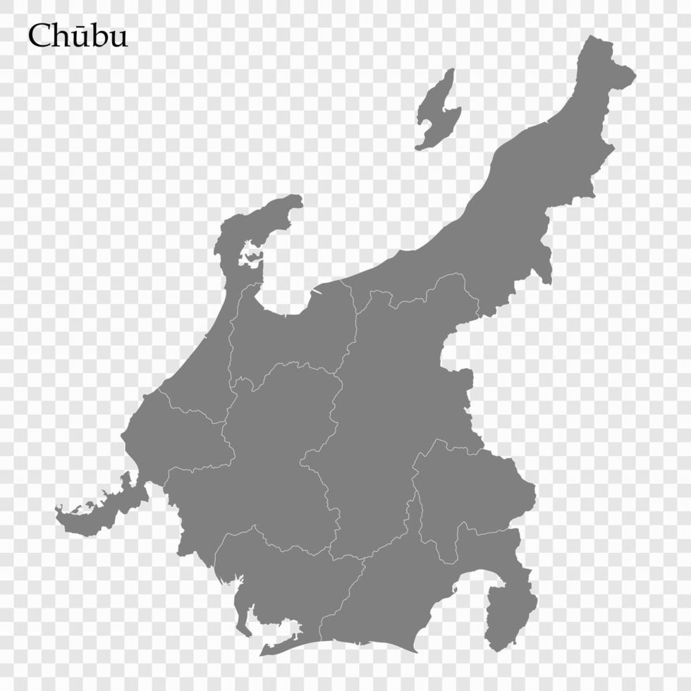 Alto qualidade mapa região do Japão vetor