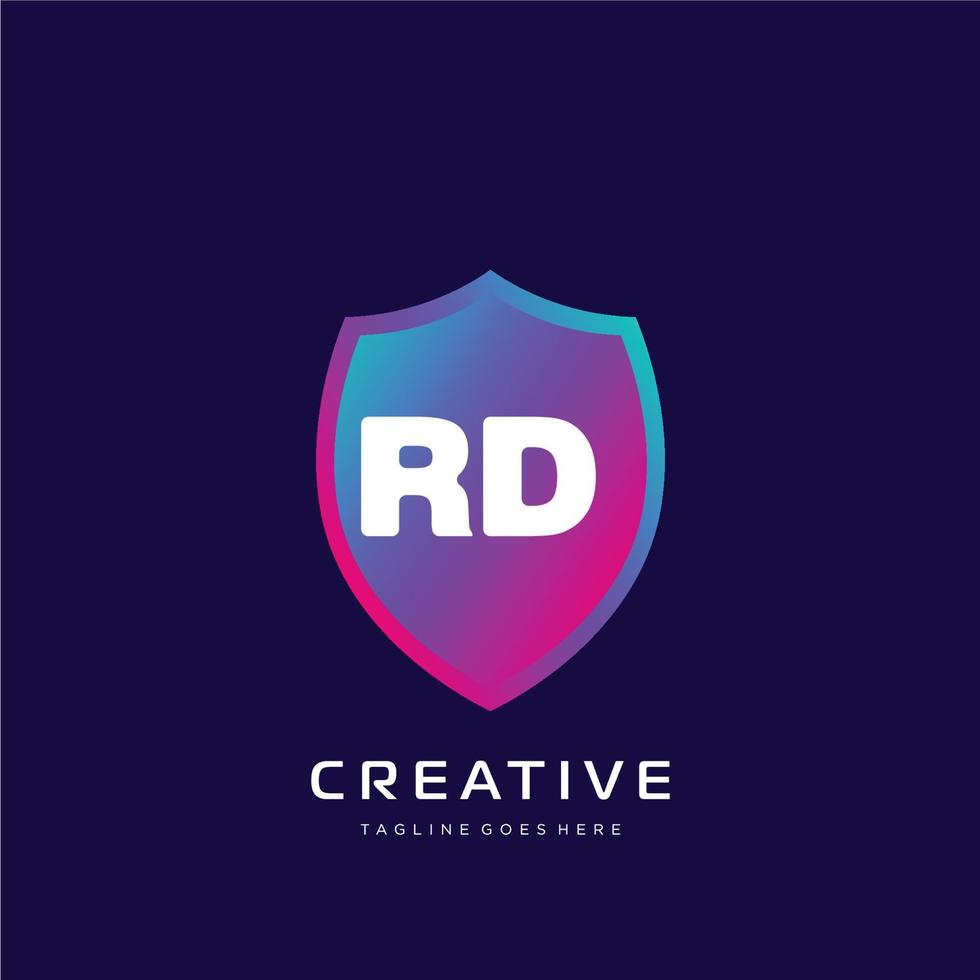 rd inicial logotipo com colorida modelo vetor