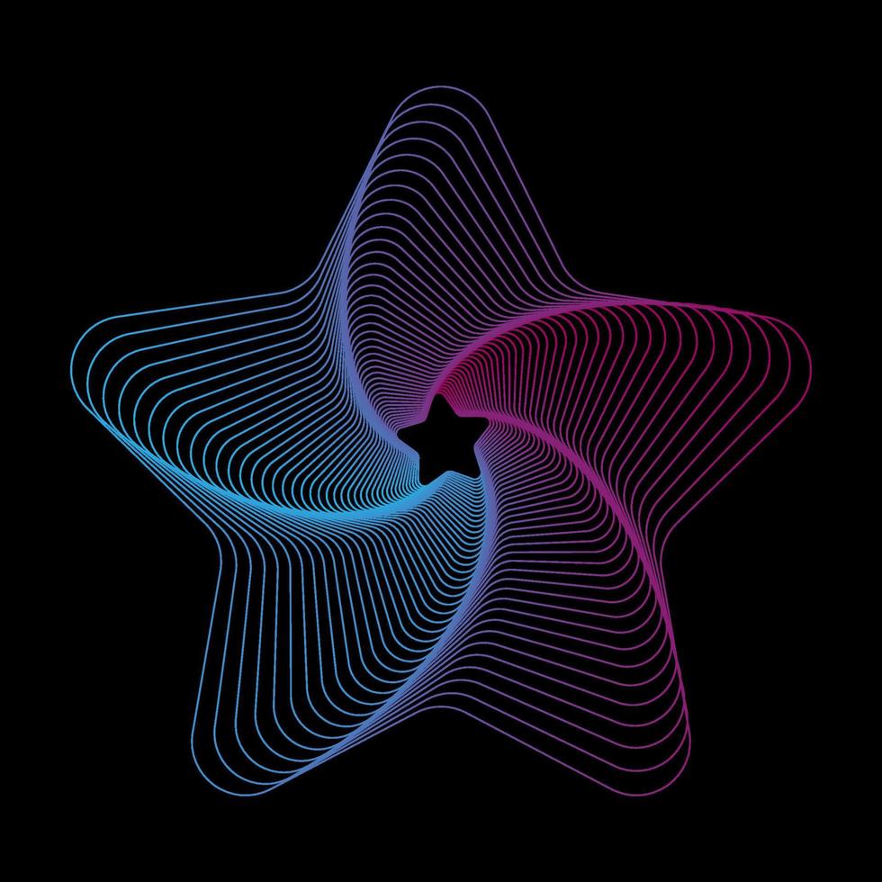 Rosa e ciano espirógrafo estrutura de arame Estrela logotipo vetor ilustração. geométrico linha arte tecnologia espiral túnel. estrelas do mar ondulado linhas mandala símbolo.