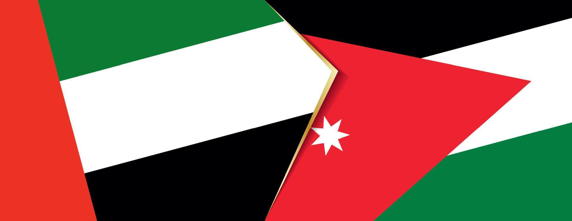 Unidos árabe Emirados e Jordânia bandeiras, dois vetor bandeiras.