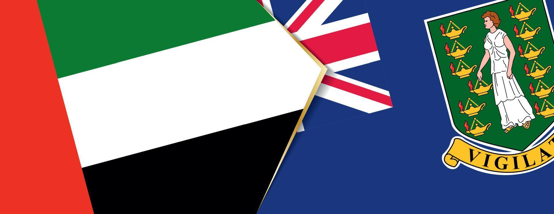 Unidos árabe Emirados e britânico virgem ilhas bandeiras, dois vetor bandeiras.