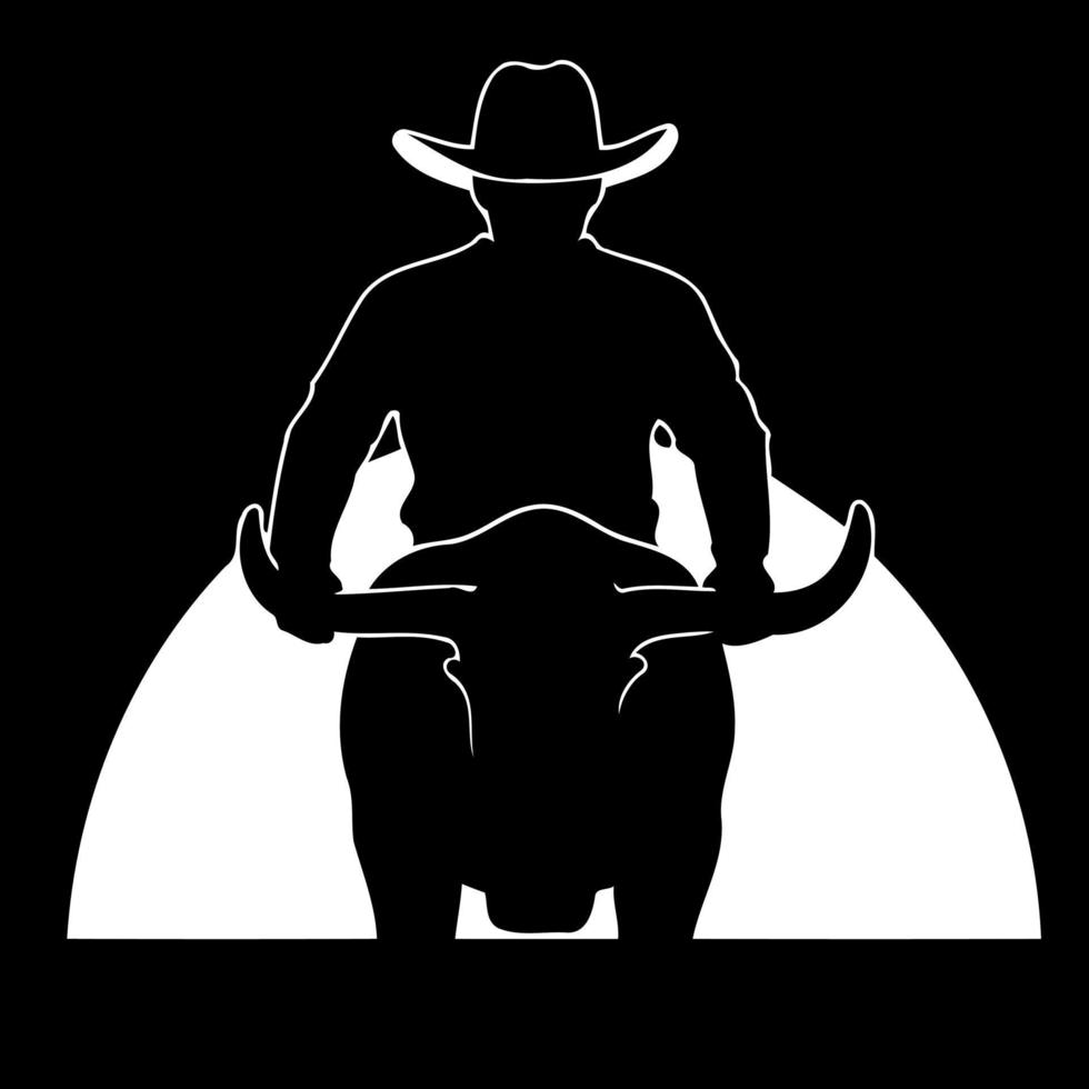 vaqueiro homem equitação uma touro vetor
