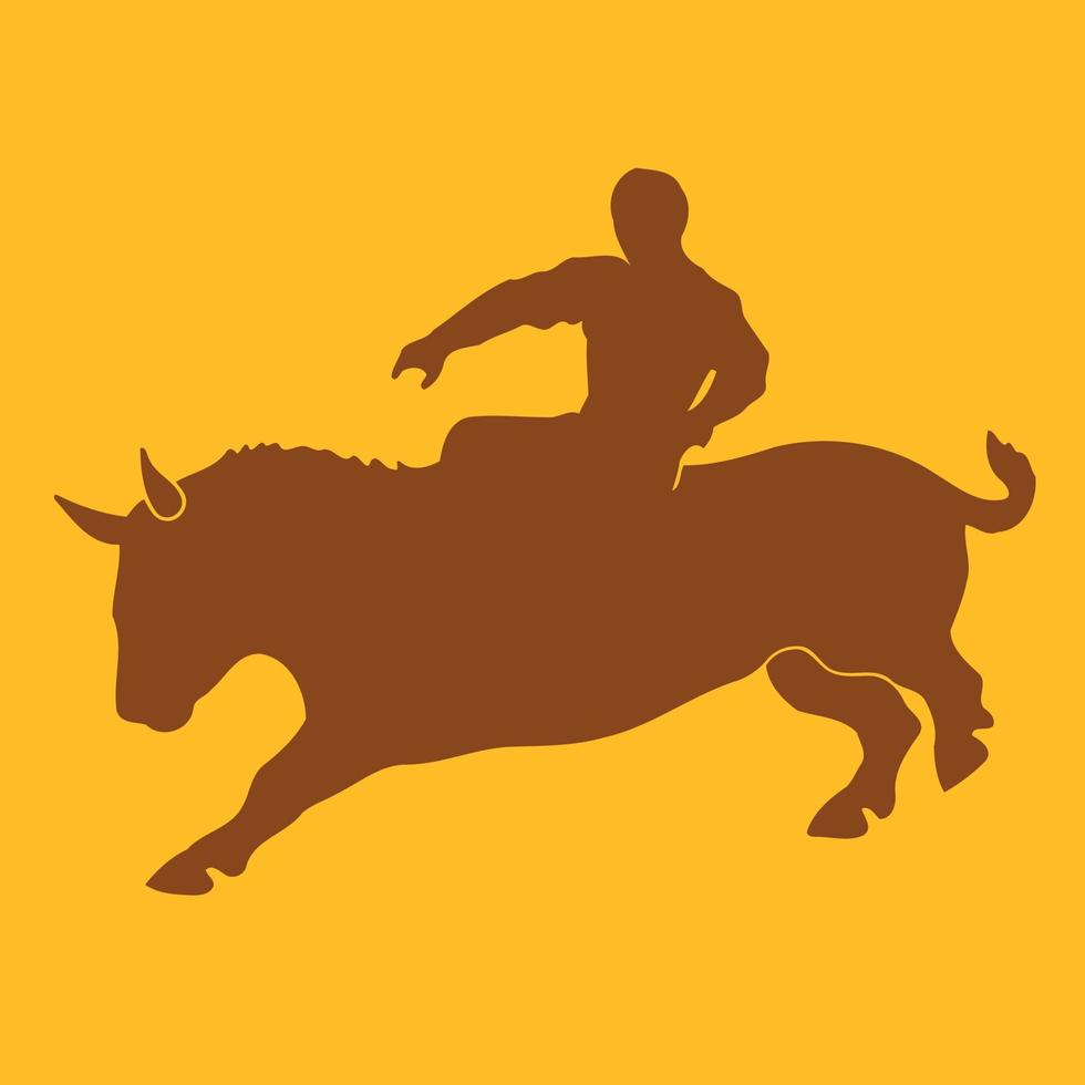 vaqueiro homem equitação uma touro vetor