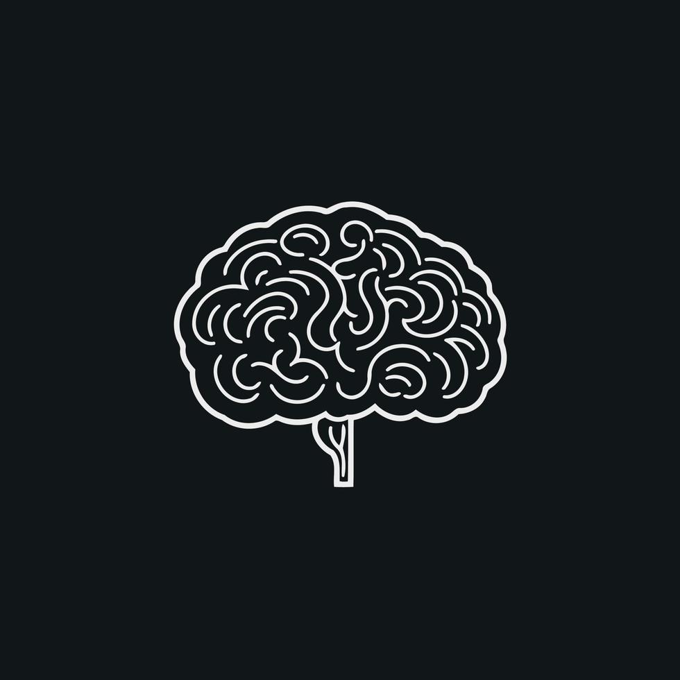 Preto e branco humano cérebro logotipo vetor