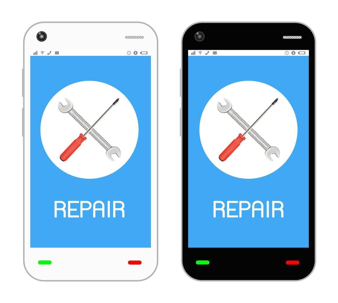 logotipo de reparo na tela do smartphone vetor