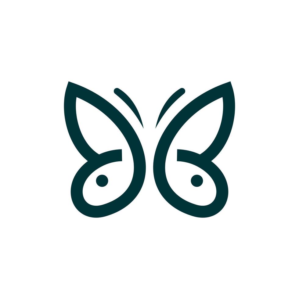 borboleta dois Coelho cabeça linha simples logotipo vetor