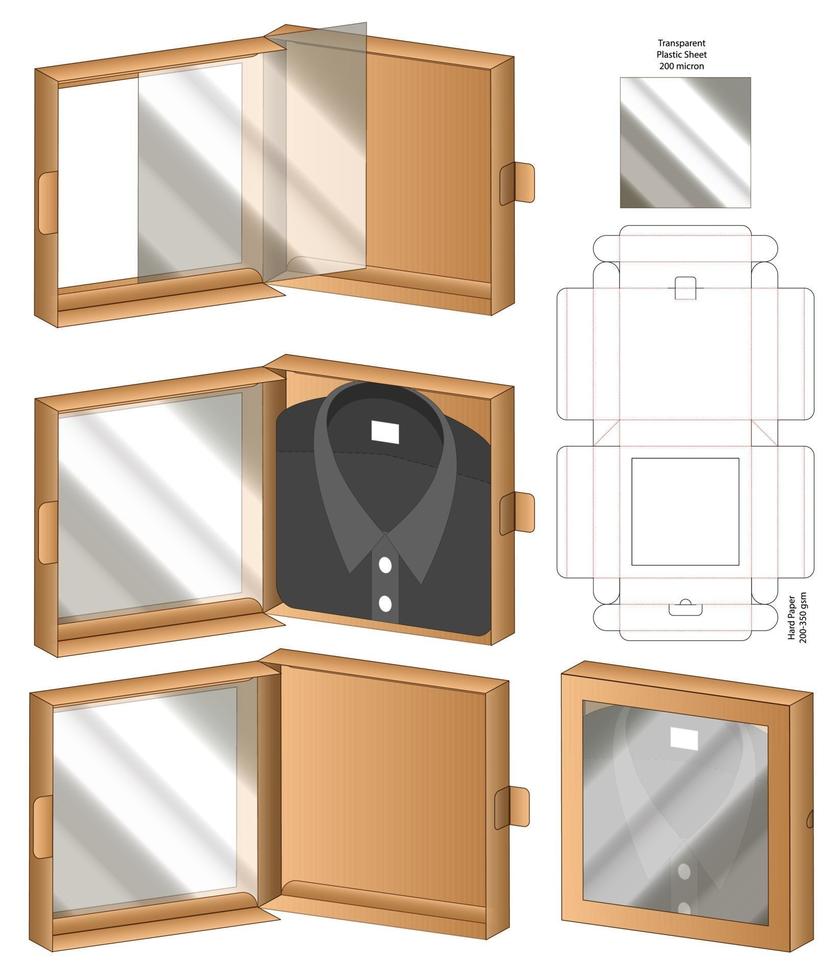 design de modelo cortado de embalagem de caixa. Maquete 3D vetor