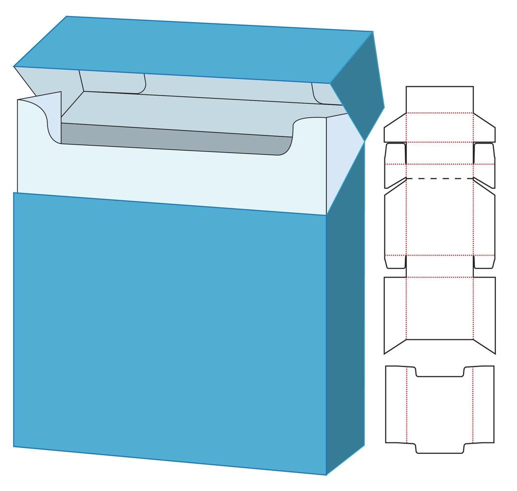 design de modelo cortado de embalagem de caixa. Maquete 3D vetor