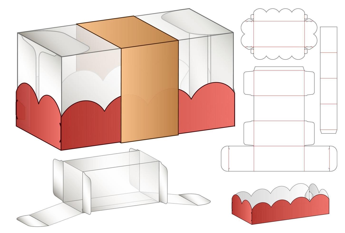 design de modelo cortado de embalagem de caixa. Maquete 3D vetor