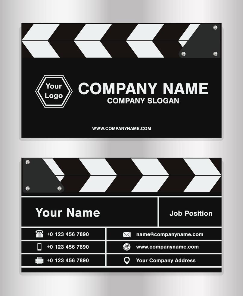 modelo de cartão de nome comercial com tema de claquete simples para diretor de cinema vetor