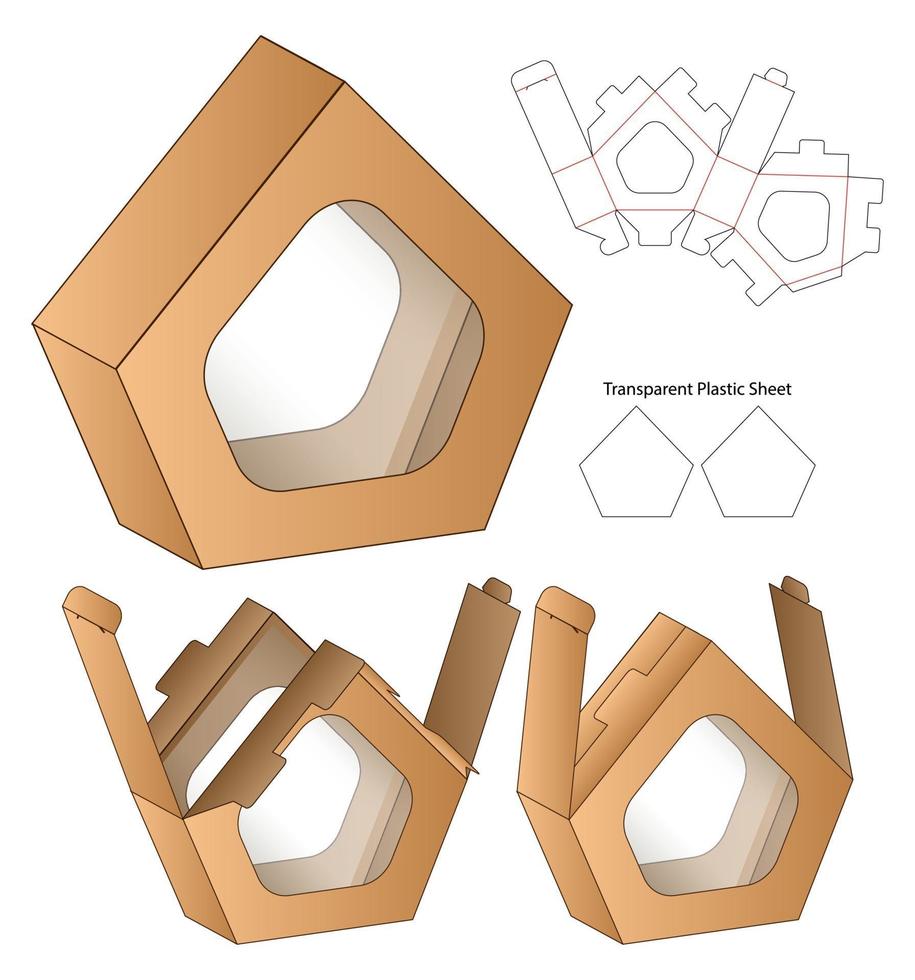 design de modelo cortado de embalagem de caixa. Maquete 3D vetor