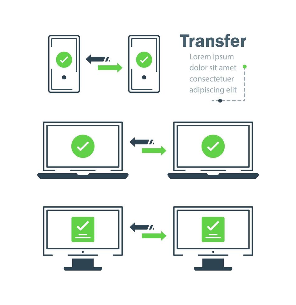 linear fácil Arquivo transferir ou dados backup, conceito do informação ou rede doc migração em caderno tela e eletrônico arquivo armazenamento vetor