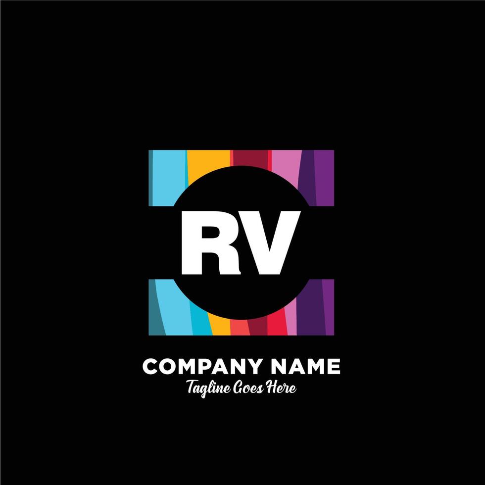 rv inicial logotipo com colorida modelo vetor. vetor