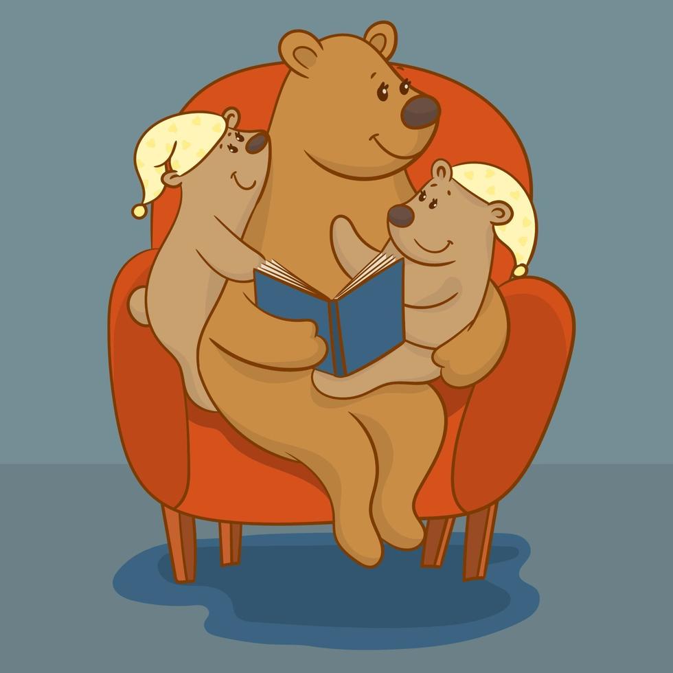mãe urso e seus filhos vetor