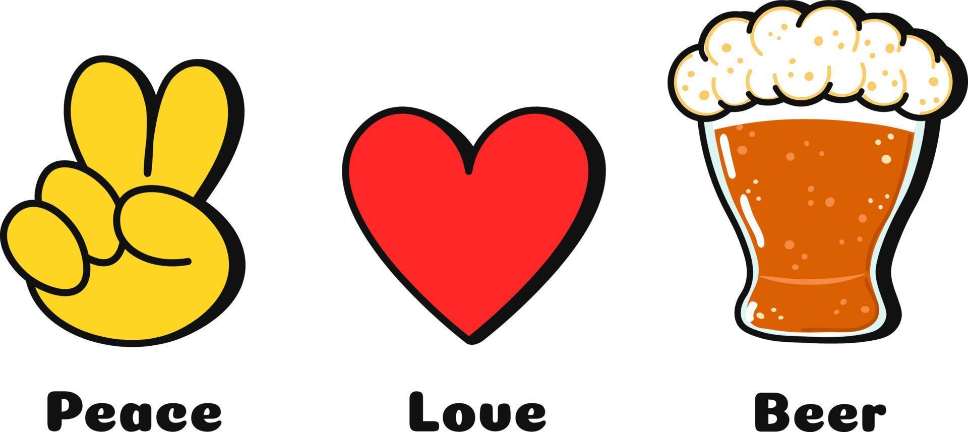 paz, amor, impressão de conceito de paz para t-shirt.vector cartoon doodle linha ilustração gráfica design de logotipo. sinal de paz, coração, impressão de paz para pôster, camiseta, conceito de logotipo vetor