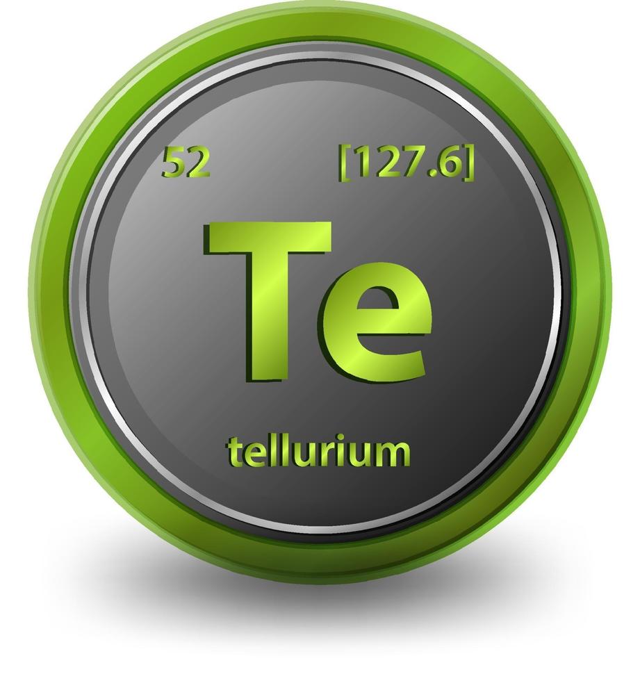 símbolo químico do elemento químico telúrio com número atômico e massa atômica vetor
