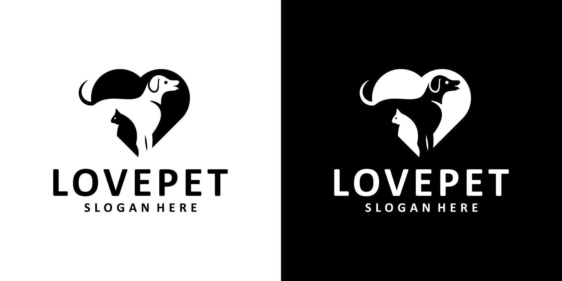 animal amor logotipo com negativo espaço Projeto vetor ilustração. animal Cuidado ícone, símbolo, criativo, logotipo.