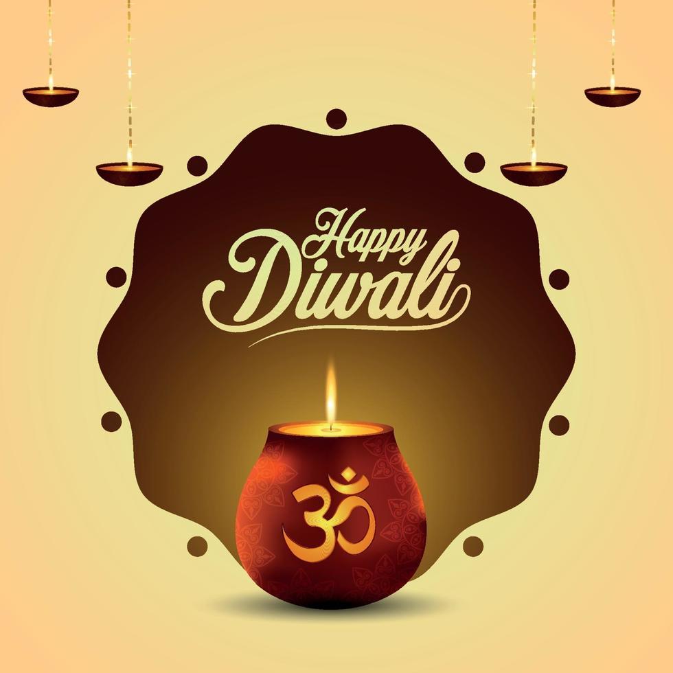 Cartão de convite feliz diwali do festival indiano com ilustração vetorial e plano de fundo. vetor