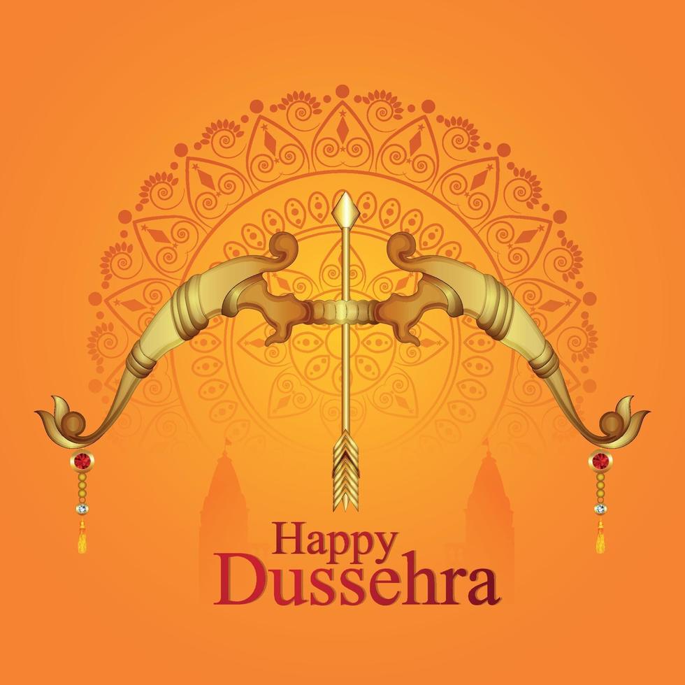 cartão de convite feliz dussehra com ilustração em vetor criativo de Shri rama flecha e arco