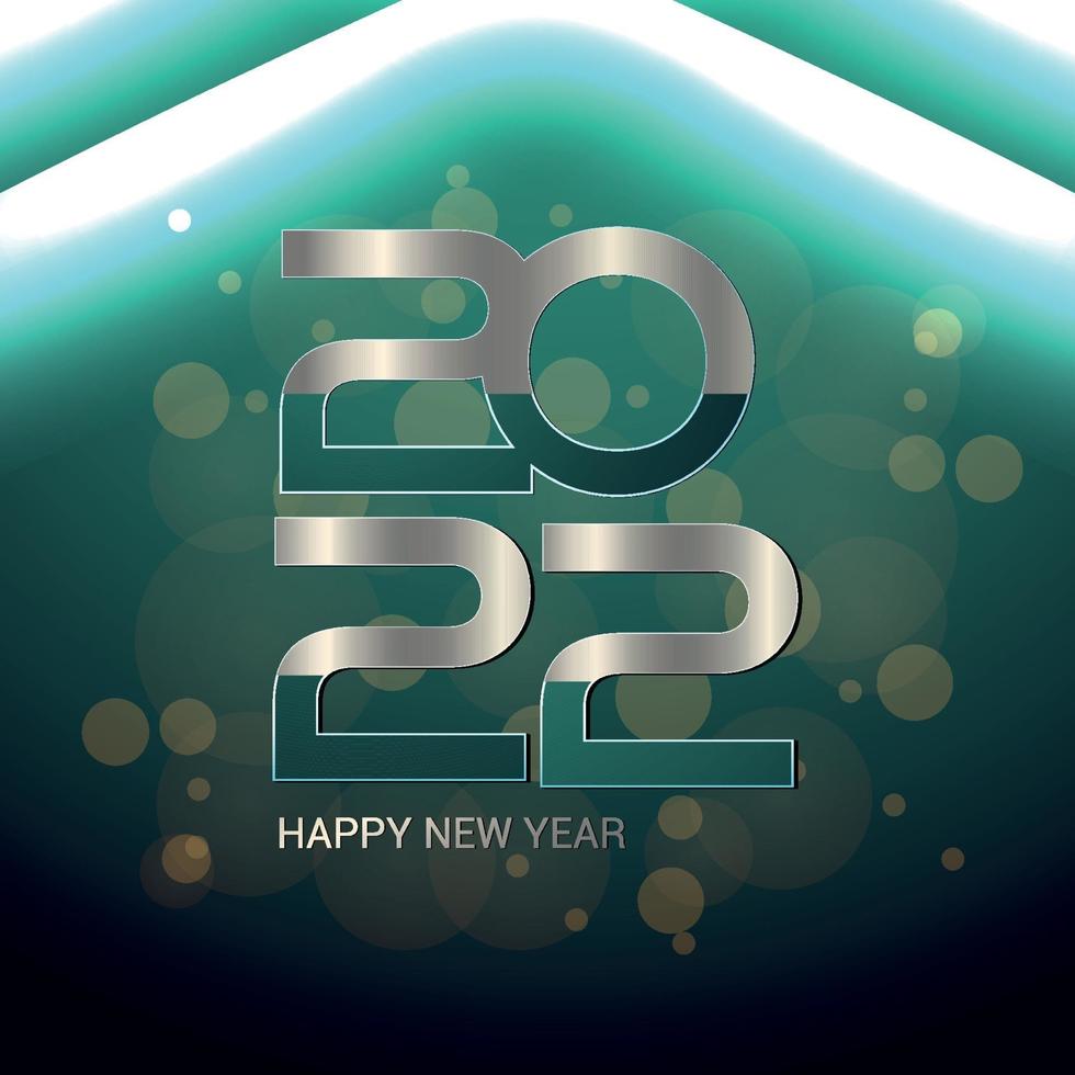 ilustração vetorial de feliz ano novo com efeito de texto prata 2022 vetor