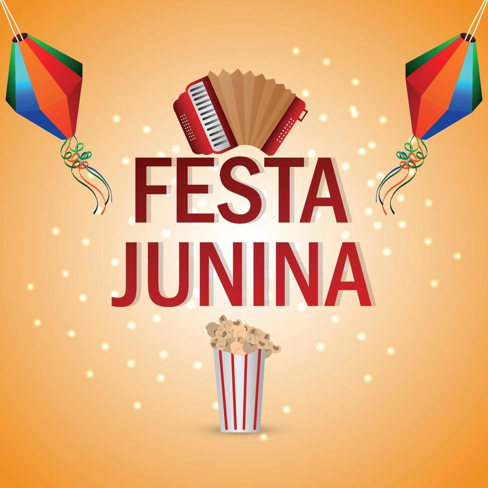 festa junina festival brasil com bandeira colorida e lanterna de papel vetor