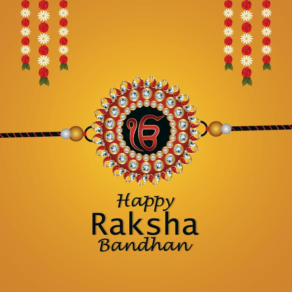 cartão de convite feliz raksha bandhan com ilustração em vetor criativo e flor de guirlanda