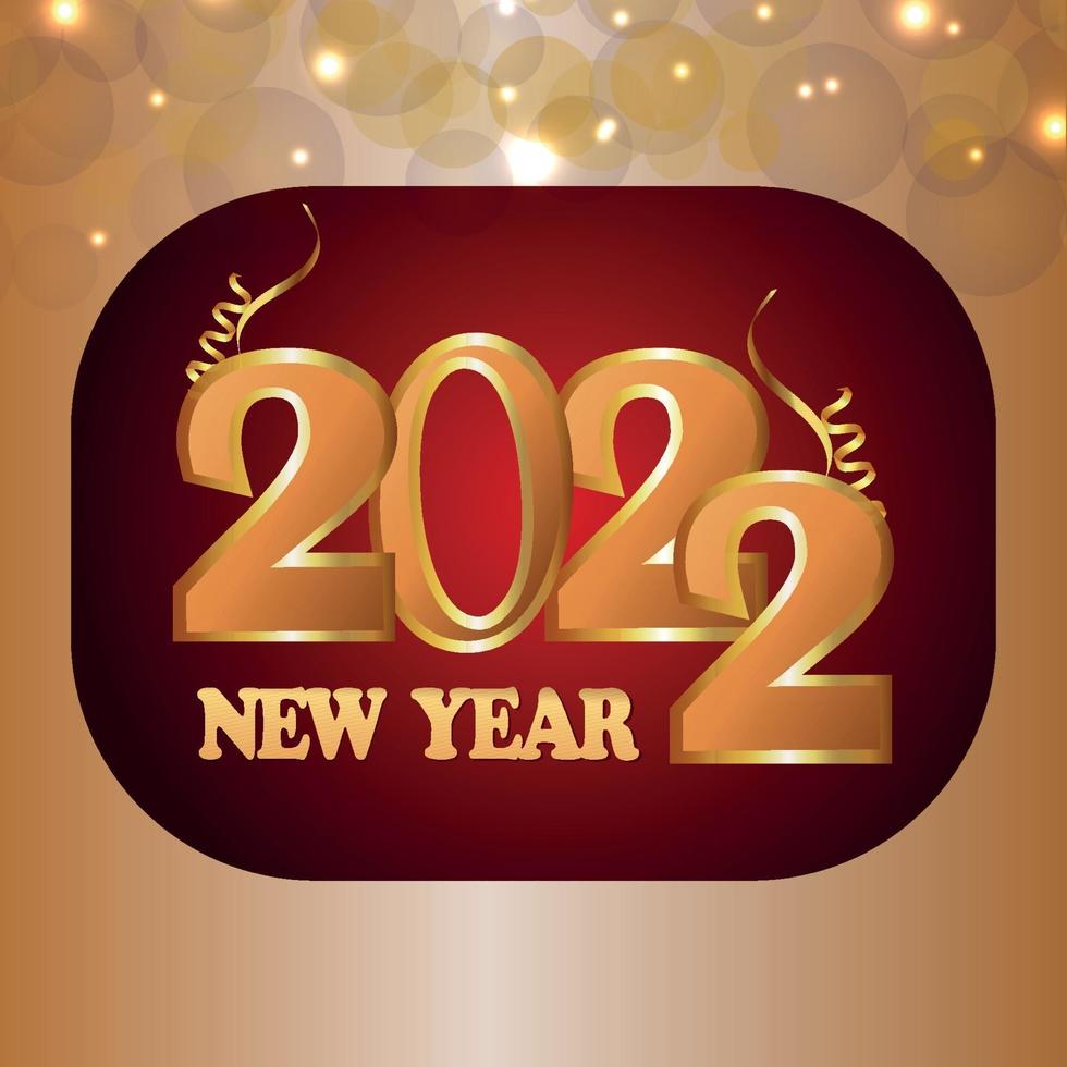 cartão de convite de feliz ano novo 2022 com efeito de texto criativo vetor