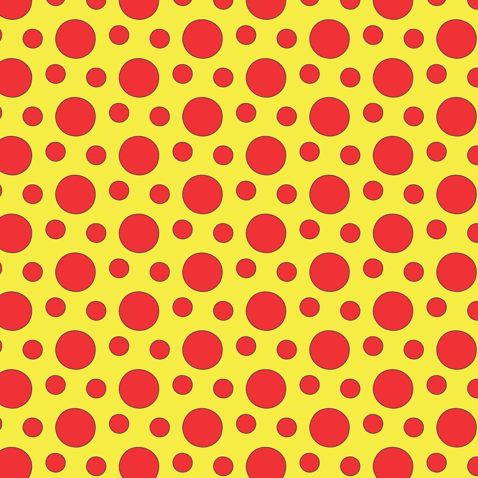 vermelho e amarelo, polca ponto jérsei padronizar. pois, polca pontos Memphis estilo. plano vetor desatado pontilhado padronizar. vintage, abstrato geométrico papel de parede ou bandeira. Natal. apontar, volta sinais.