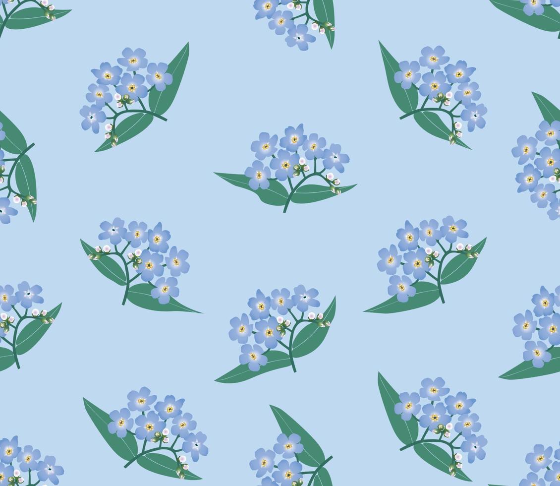 Primavera floral padrão sem emenda. fundo ornamental de miosótis de flor azul. vetor