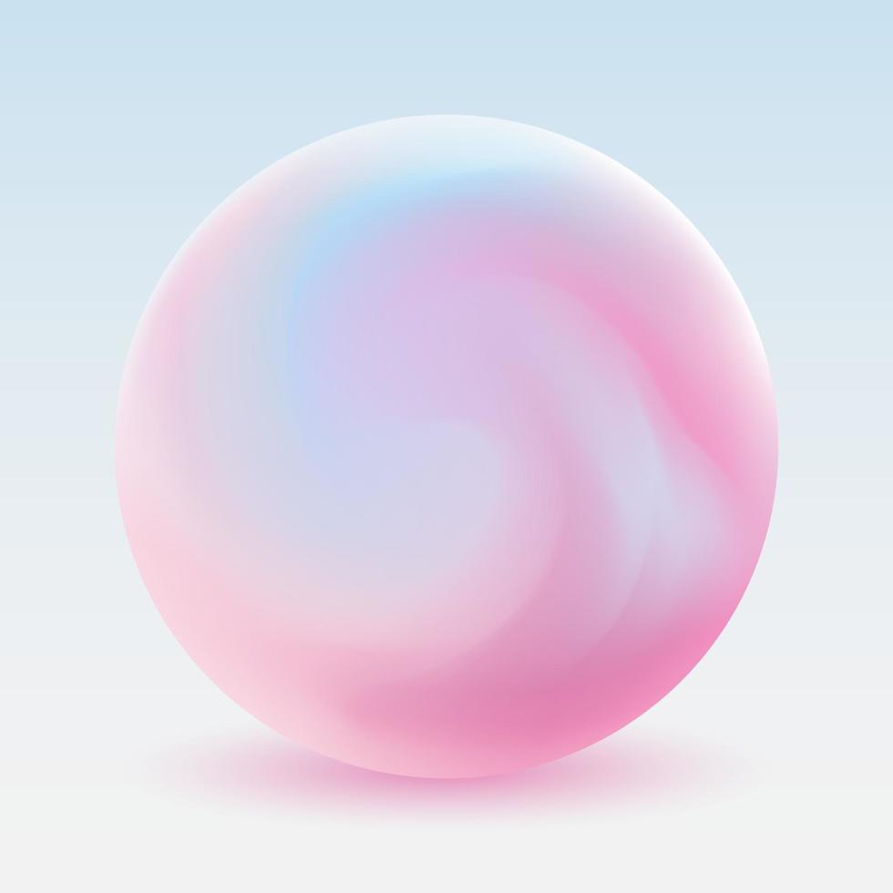 abstrato líquido líquido círculos holograma em uma colori fundo. 3d esfera dentro luz Rosa cor. vetor