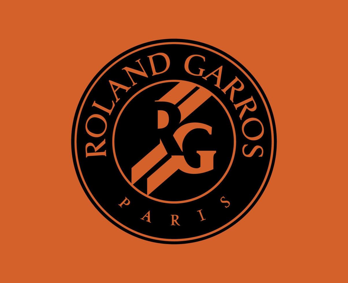 roland garros torneio logotipo símbolo Preto francês aberto tênis campeão Projeto vetor abstrato ilustração com laranja fundo