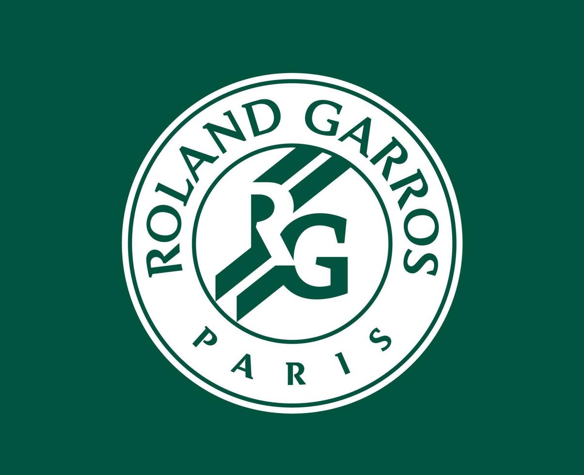 roland garros torneio símbolo logotipo branco francês aberto tênis campeão Projeto vetor abstrato ilustração com verde fundo