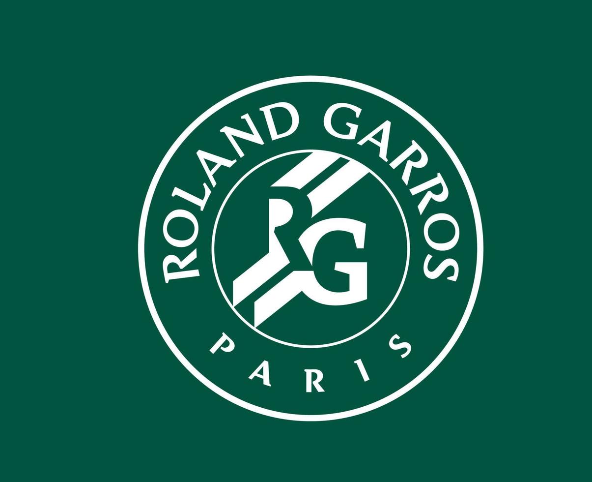 roland garros torneio símbolo branco francês aberto tênis logotipo campeão Projeto vetor abstrato ilustração com verde fundo