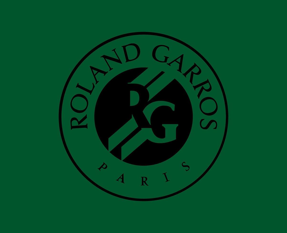 roland garros tênis símbolo Preto francês aberto torneio logotipo campeão Projeto vetor abstrato ilustração com verde fundo