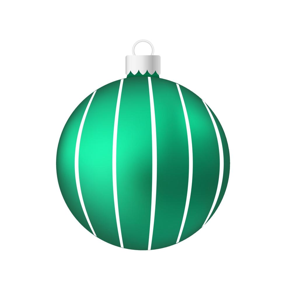 brinquedo de árvore de natal mentol verde ou bola volumétrica e ilustração colorida realista vetor