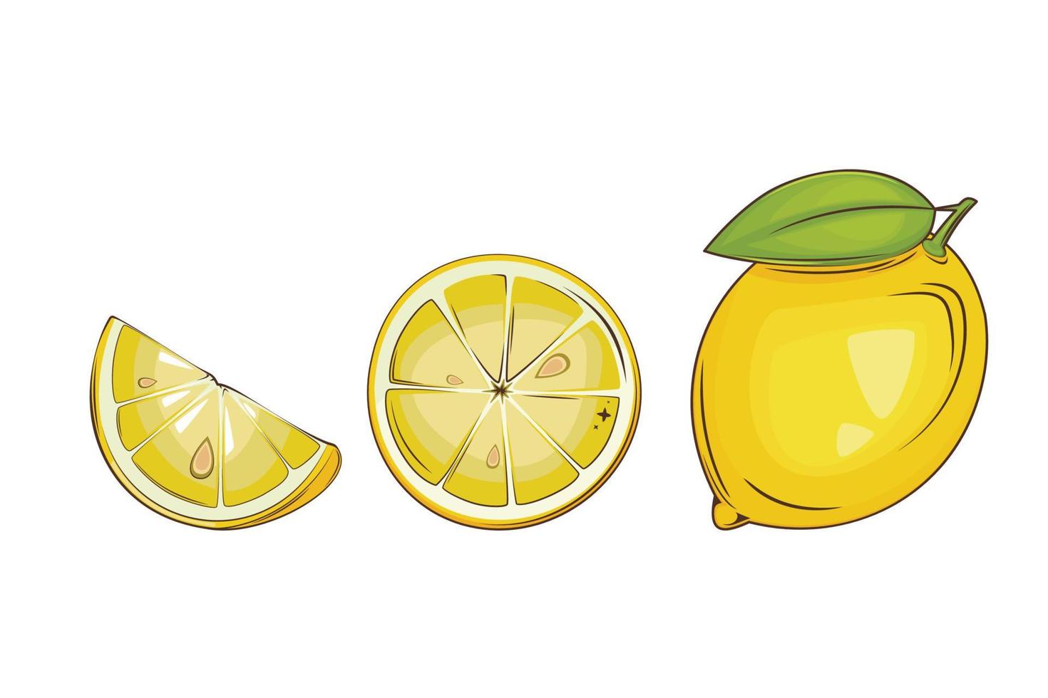 todo limão, fatia do limão, isolado em branco, suculento fruta amarelo vetor
