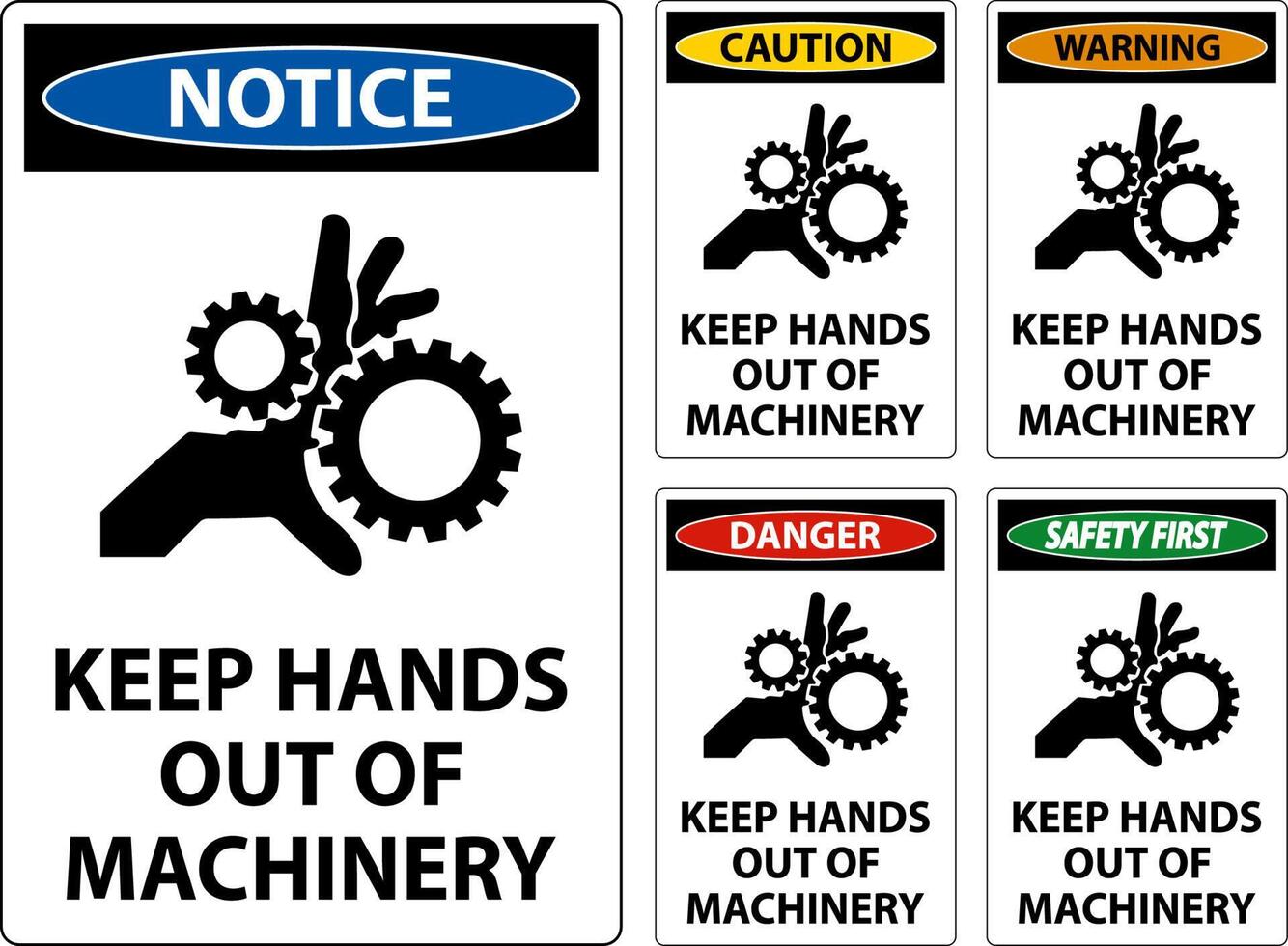 Atenção placa manter mãos Fora do maquinaria vetor