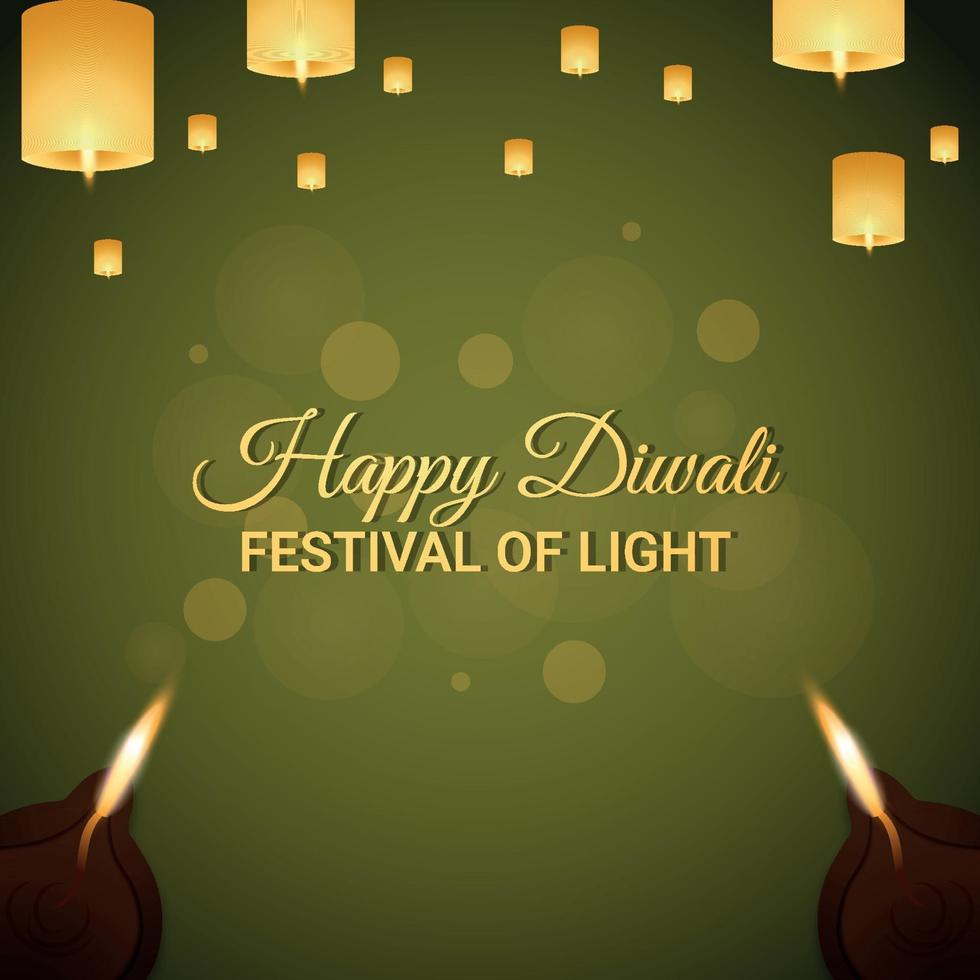 feliz festival de diwali de ilustração vetorial de luz de diwali diya ee lâmpada de diwali vetor