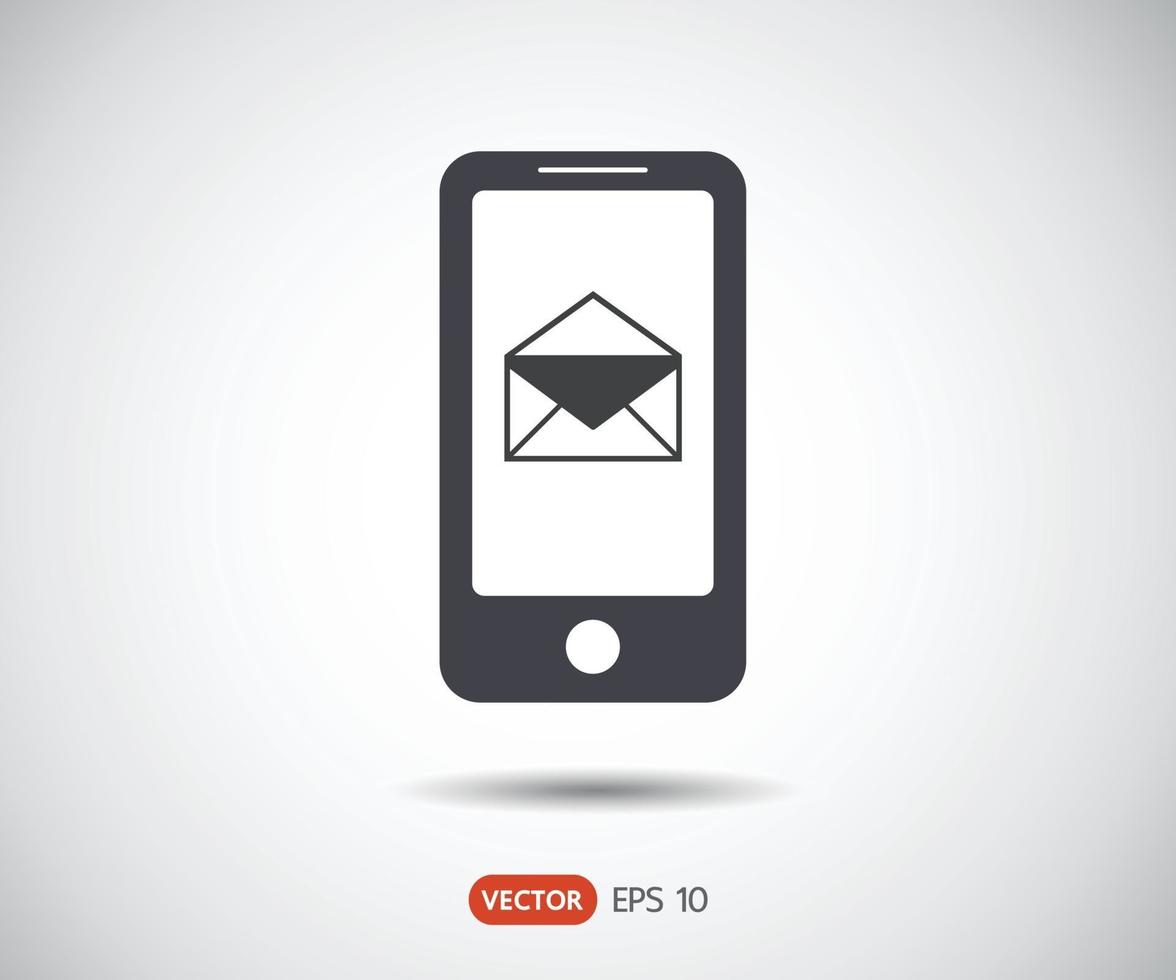 ícone de smartphone, ilustração vetorial de logotipo de telefone, correio de envelope móvel vetor