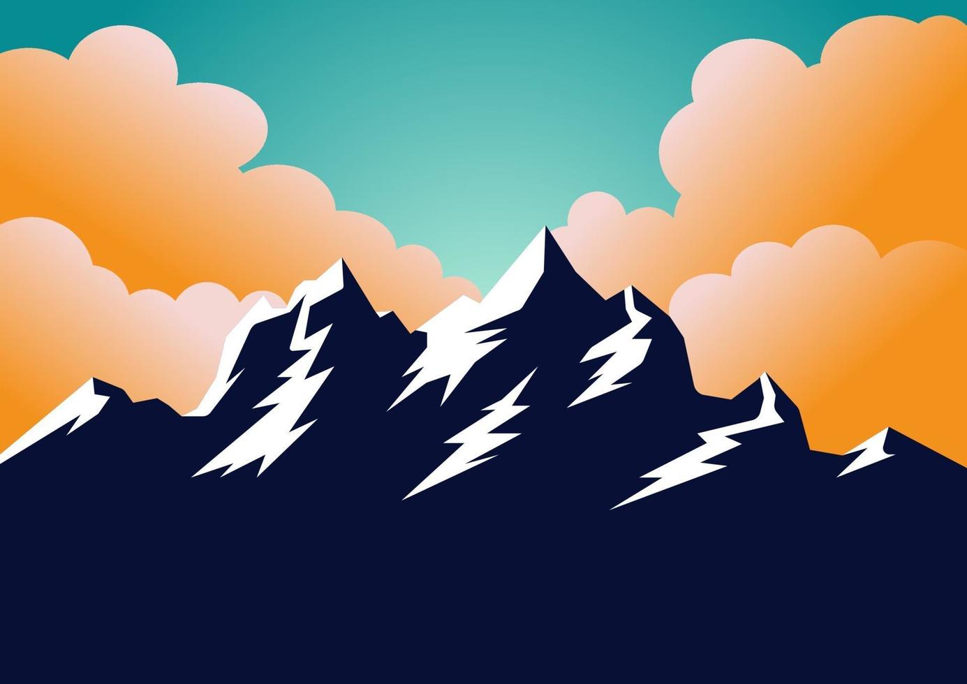 projeto da bandeira das montanhas com estilo vintage com montanhas. silhueta do sol de montanhas. ilustração vetorial. viagem, alpinista, acampamento, modelo de estância de esqui. silhueta do vetor. vetor