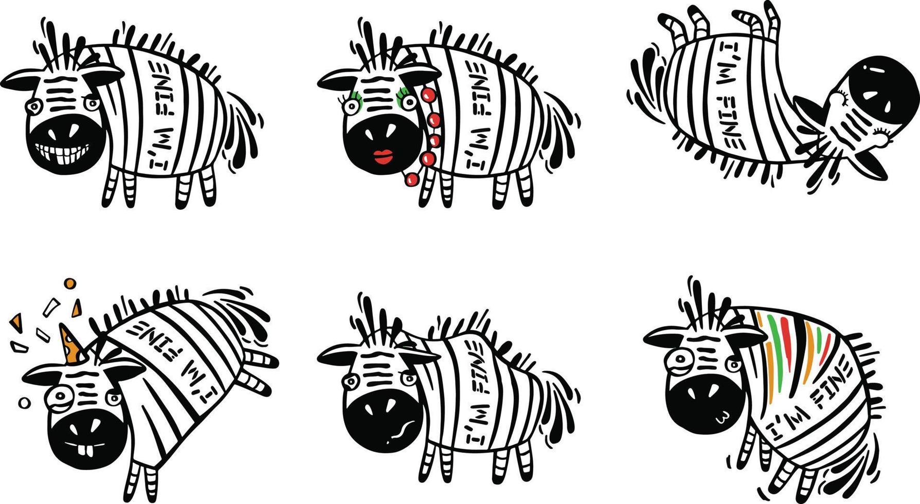fofa bebê zebra em uma branco fundo. vetor ilustração