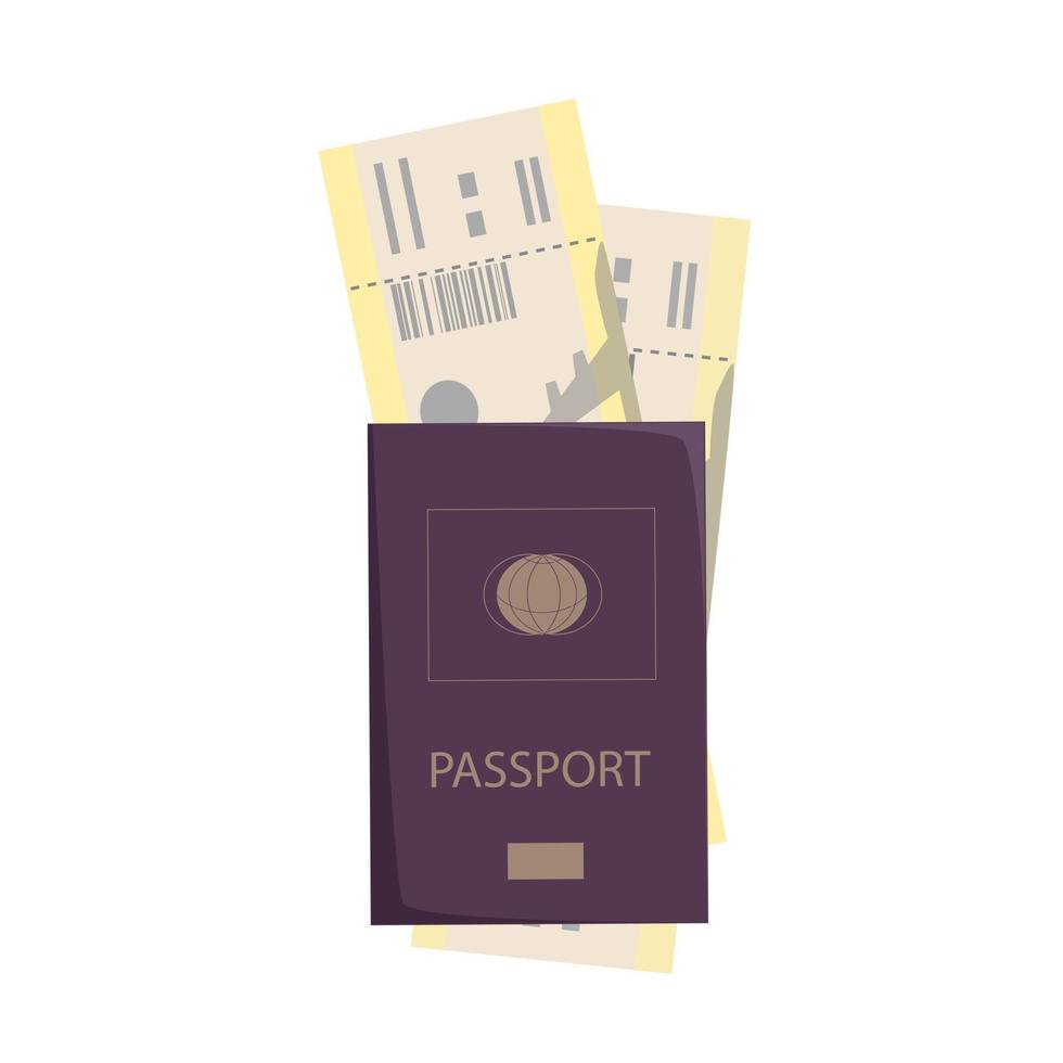 passaporte internacional e passagens aéreas vetor