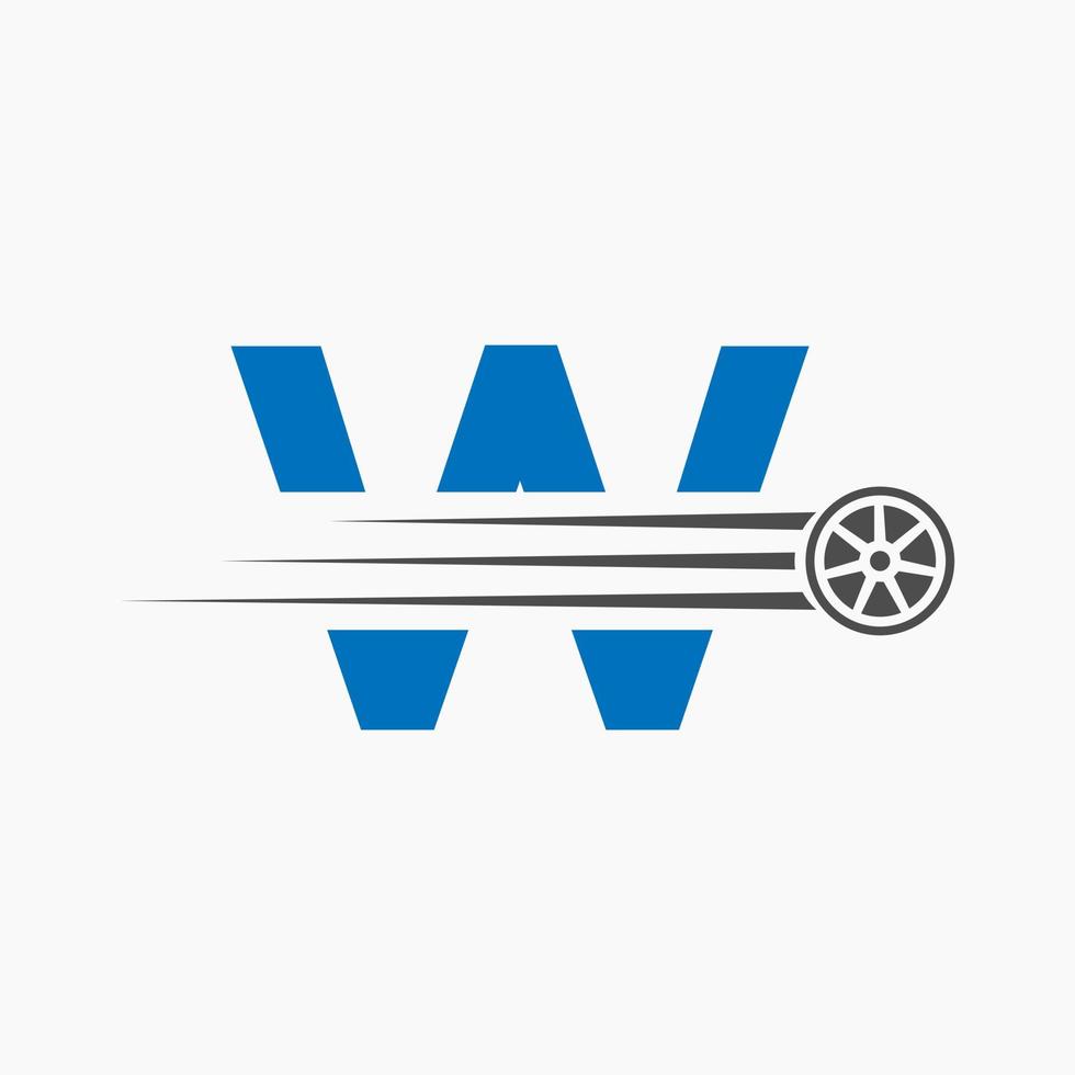 esporte carro carta W automotivo logotipo conceito com transporte pneu ícone vetor