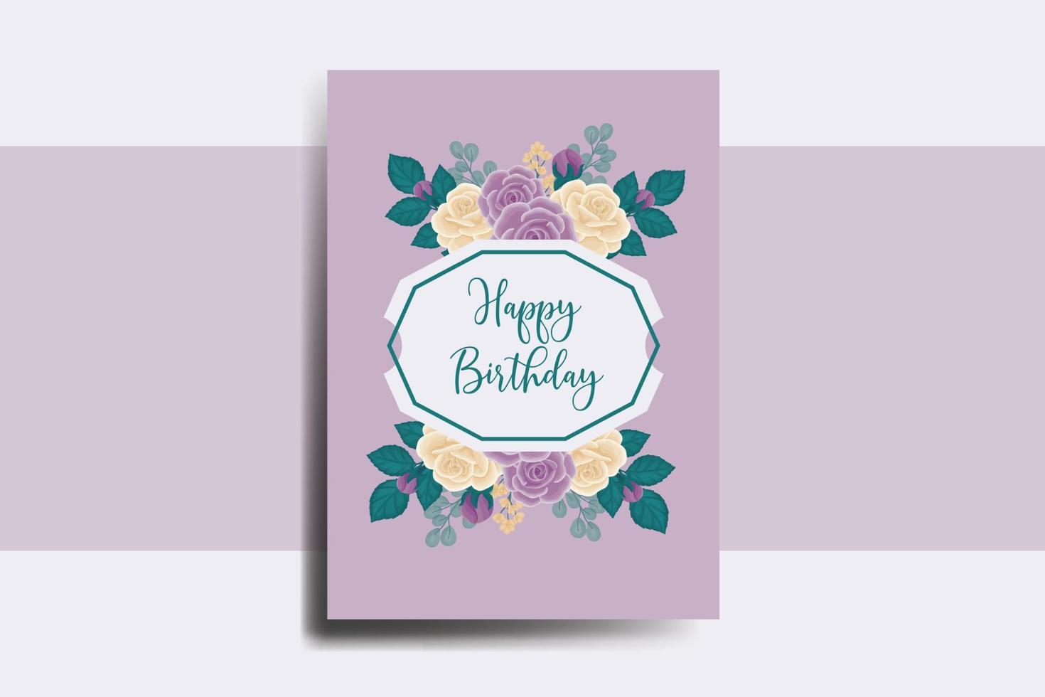 cumprimento cartão aniversário cartão digital aguarela mão desenhado rosa flor Projeto modelo vetor