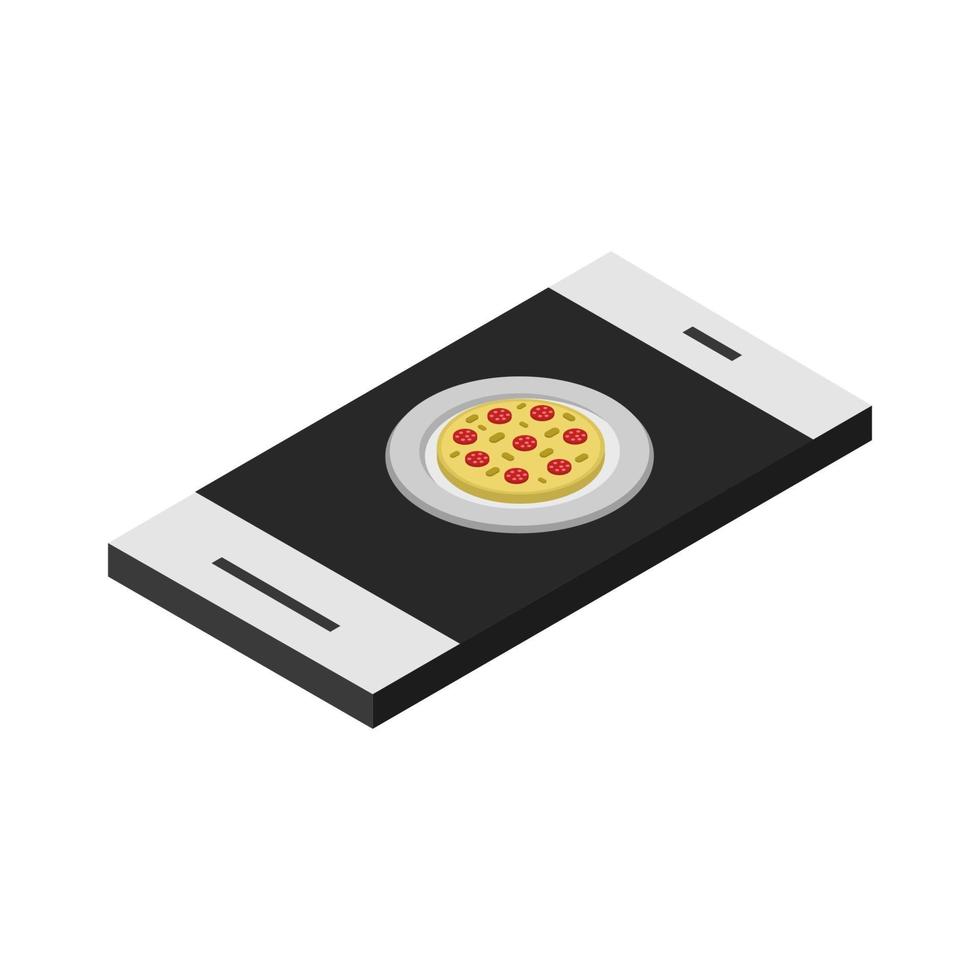 comprar pizza isométrica online vetor