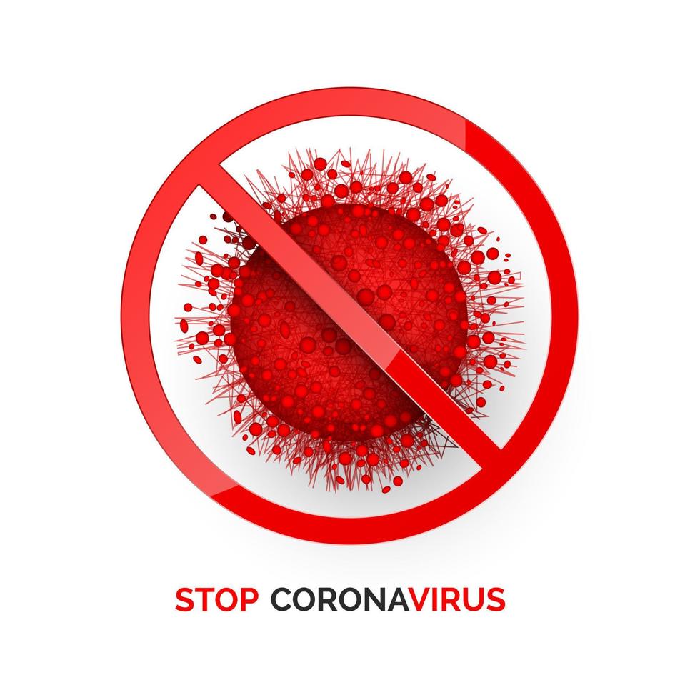Pare corona vírus infecção. remédio Atenção fundo. perigoso doença sintomas. vetor ilustração