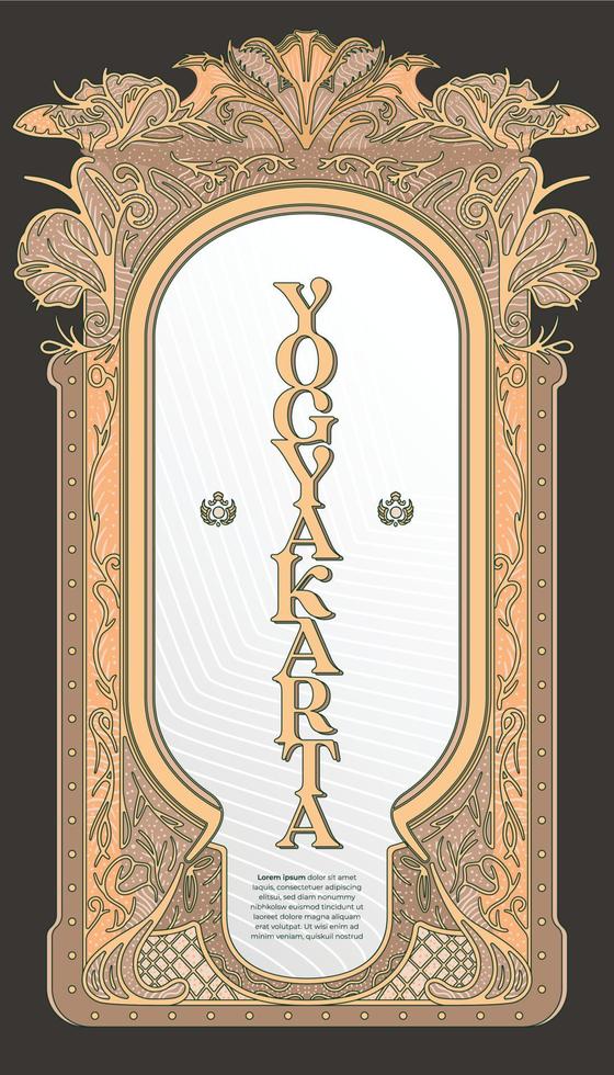 luxo yogyakarta tipografia com fronteira decoração flor, abstrato quadro, Armação ilustração vetor