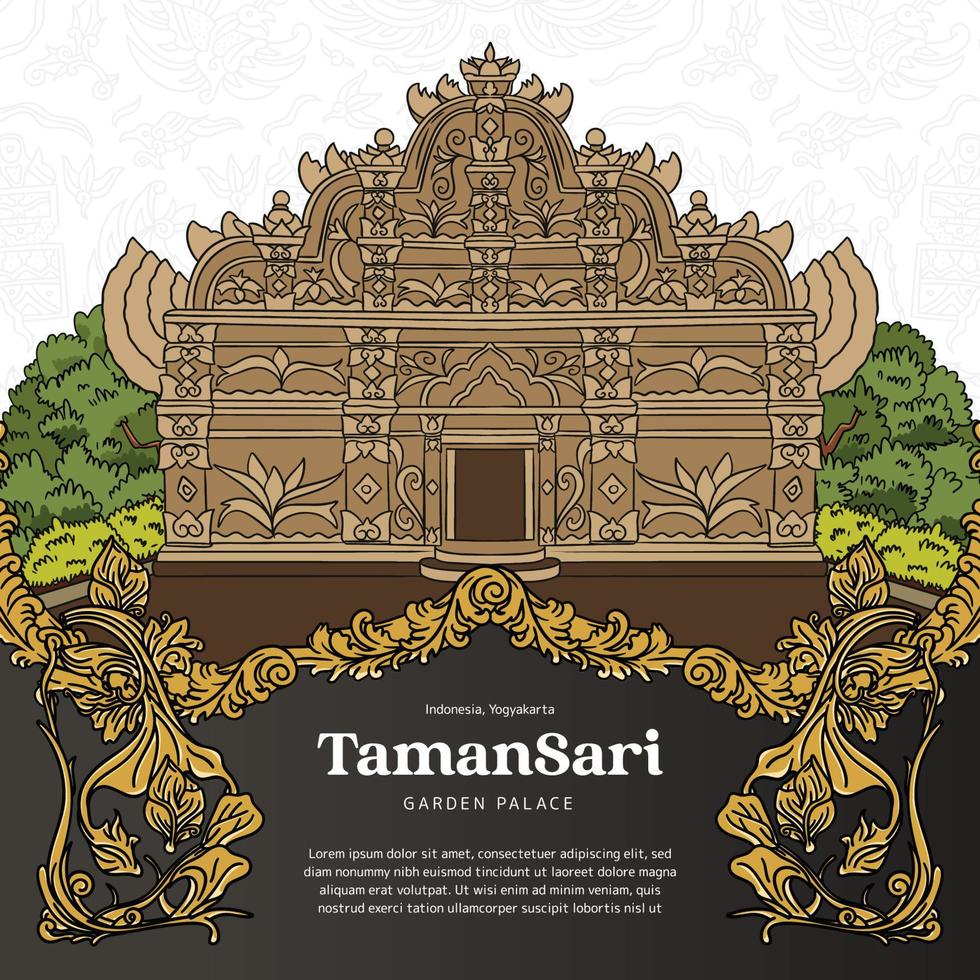 yogyakarta tamansari jardim Palácio indonésio turismo local ilustração vetor