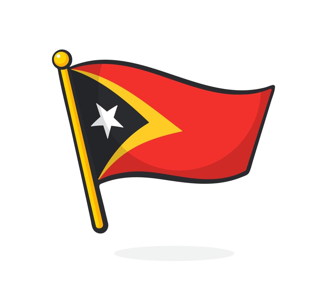 desenho animado ilustração do bandeira do leste timor em mastro de bandeira vetor